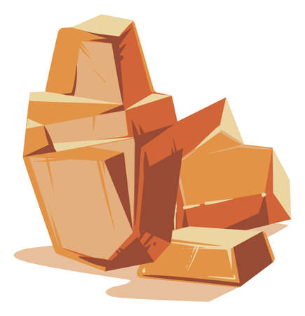 Desert rock pile. Yellow stones in cartoon styleのイラスト素材