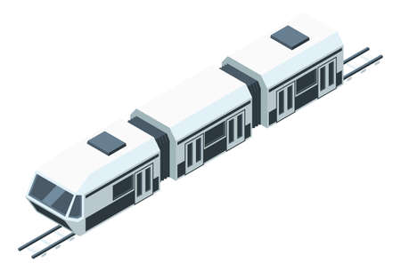 Isometric train on rails. Railway subway city transportのイラスト素材