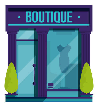 Boutique facade. Clothing store front. Urban shopのイラスト素材