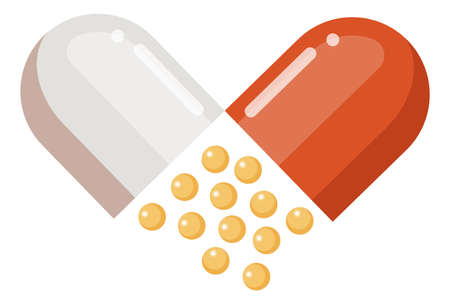 Medical pill. Open plastic capsule with drug granulesのイラスト素材