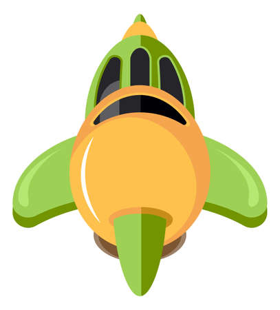 Cartoon space ship. Cute shiny spacecraft for child gameのイラスト素材