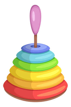 Pyramid toy. Color rings on stick puzzle for kid educationのイラスト素材