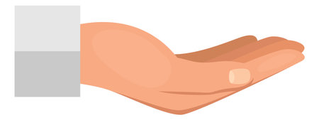Handful gesture. Open palm up with fingers togetherのイラスト素材