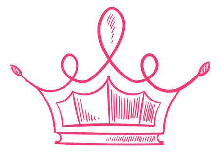 Luxury shiny crown in hand drawn style. Elegant emperor signのイラスト素材