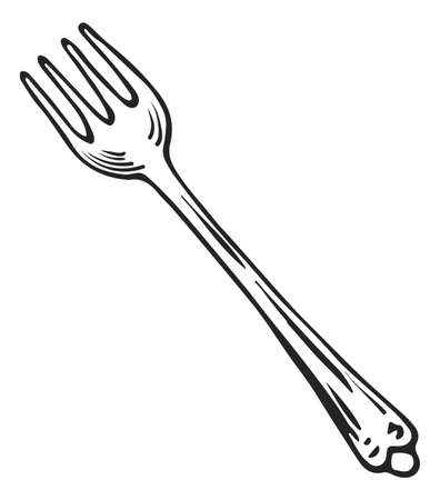Fork sketch. Metal elegant cutlery in hand drawn styleのイラスト素材
