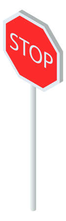 Red stop road sign. Isometric warning symbolのイラスト素材
