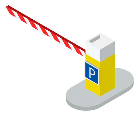 Parking lot control gate. Isometric car barrierのイラスト素材