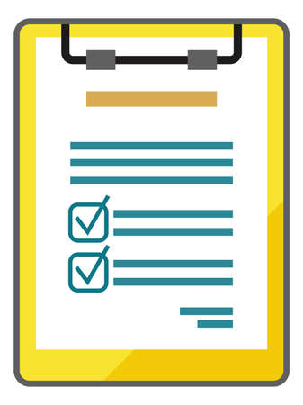 Ilustración de Filled document icon. Check boxes in paper form. Complete job concept - Imagen libre de derechos