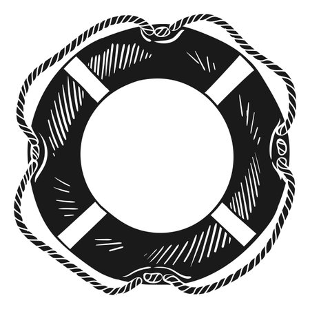 Rescue belt in hand drawn style. Safety ring icon. Lifebuoyのイラスト素材