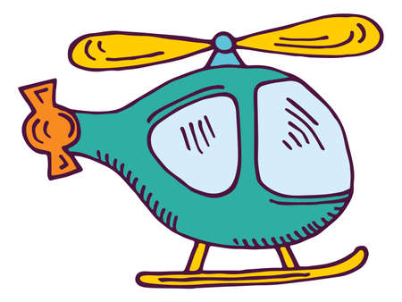 Cute helicopter in doodle sketch style. Color plastic toyのイラスト素材
