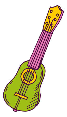 Kid guitar icon. Colorful child music instrumentのイラスト素材