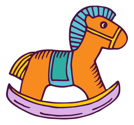 Rocking horse icon. Vintage wooden riding toyのイラスト素材