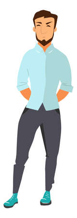 Young bearded man walking. Happy careless guyのイラスト素材