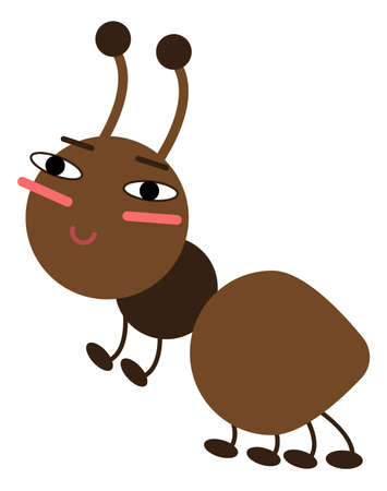 Brown ant. Cute happy face animal. Cartoon characterのイラスト素材