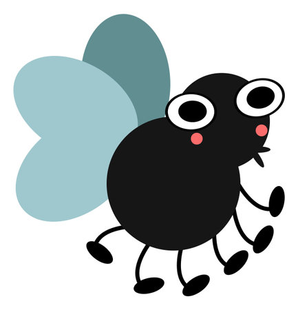 Funny fly. Cartoon insect character in childish styleのイラスト素材
