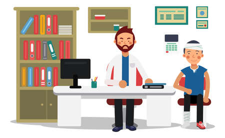 Patient talking to doctor in his office. Medical consultationのイラスト素材