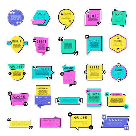 Quote templates. Blog text notes remarks rectangle graphic shapes vector objectsのイラスト素材