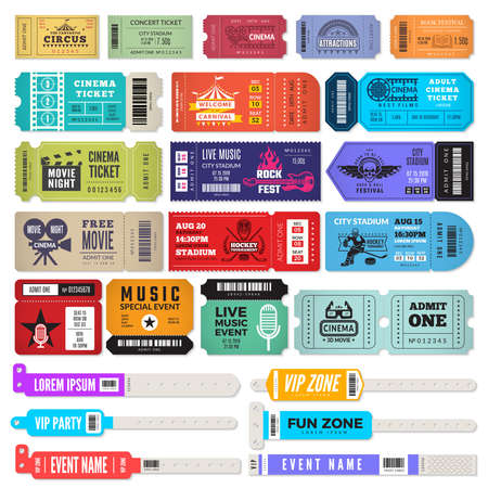 Events bracelet. Entrance key for music party wristbands admission tickets vector design templateのイラスト素材