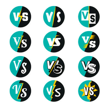 Vs logo. Battle fighting fonts duel characters matchmaking lettering words concurrence teams recent vector letters templateのイラスト素材