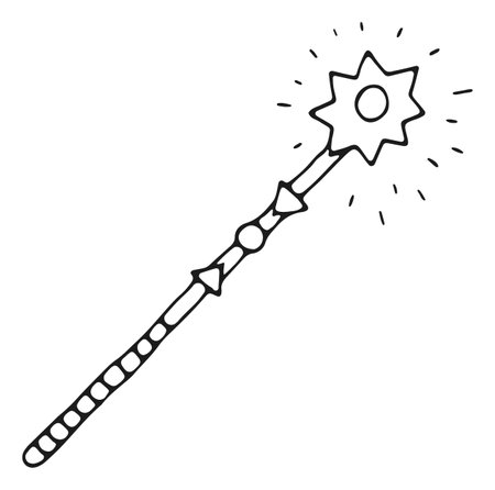 Magic wand line icon. Fairytale miracle symbolのイラスト素材