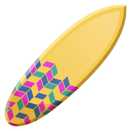 Colorful surfboard icon. Cartoon yellow wooden boardのイラスト素材