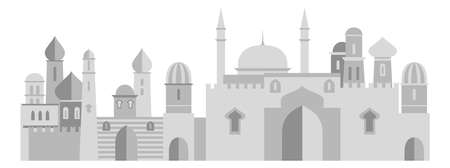 Middle east cityscape. Eastern city monochrome panoramaのイラスト素材