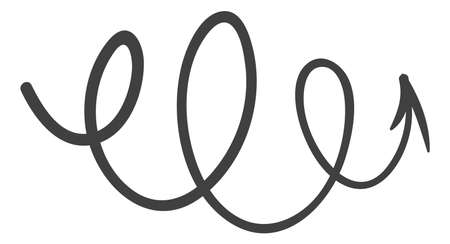 Curly arrow. Twisted rotating motion doodle symbolのイラスト素材