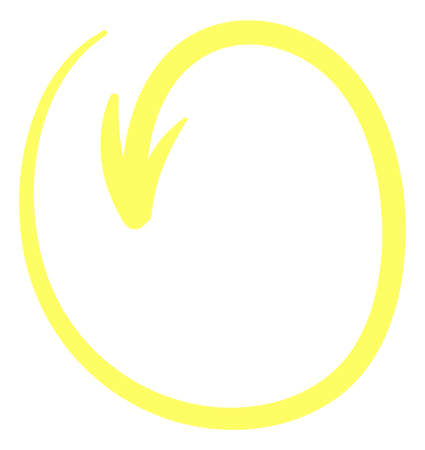 Doodle arrow circle. Round yellow sketch signのイラスト素材