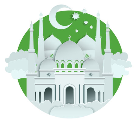 Mosque paper cut. Decorative islamic ramadan cardのイラスト素材