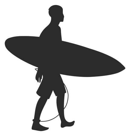 Man walking with surfing board. Summer sport iconのイラスト素材