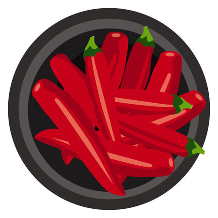 Red pepper plate. Hot spicy cuisine iconのイラスト素材