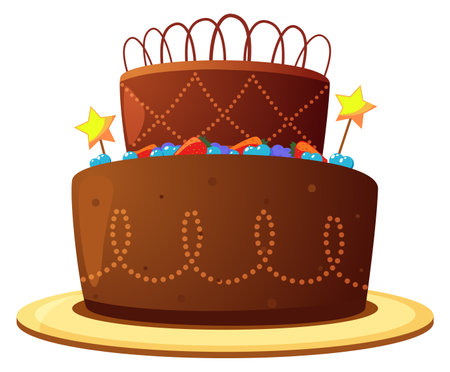 Chocolate cake. Cartoon party celebration decorative dessertのイラスト素材