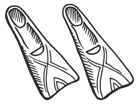 Flippers icon. Hand drawn underwater swimming symbolのイラスト素材