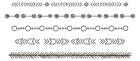 Tribal ornament. Horizontal boho pattern. Decorative doodleのイラスト素材