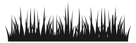 Grass border. Black lawn silhouette. Meadow plantのイラスト素材
