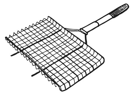 Barbecue metal grid sketch. Grill tool engravingのイラスト素材