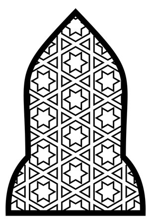 Islamic window shape with decorative arabic line patternのイラスト素材