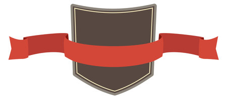 Vintage badge. Shield emblem template with red ribbonのイラスト素材