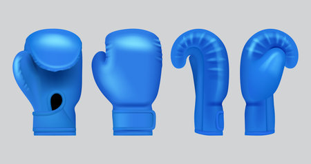 Box gloves. Sport hands punch items for boxers equipment decent vector competition symbols gloves realisticのイラスト素材