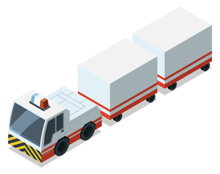 Airport tractor icon. Baggage transport. Isometric vehicleのイラスト素材