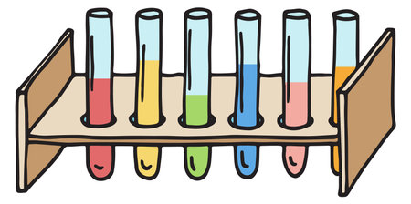 Chemical test samples in lab glass doodle iconのイラスト素材