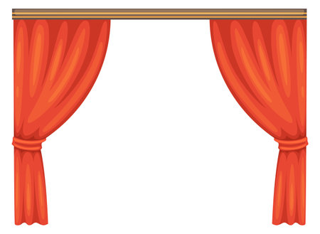 Red stage drapery. Open cartoon theater curtainsのイラスト素材