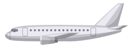 Airplane side view. Cartoon passenger jet iconのイラスト素材