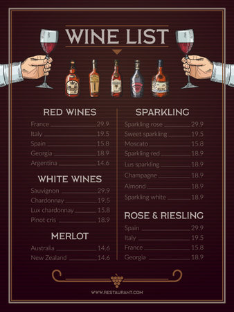 Wine menu. print design vector template with place for textのイラスト素材