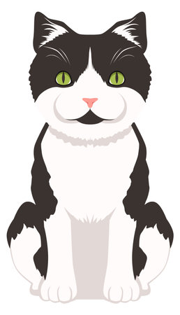 Fluffy cat icon. Cartoon smiling pet sittingのイラスト素材