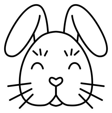 Bunny face. Cute rabbit head. Animal black line iconのイラスト素材