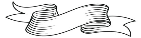 Ribbon flag engraving. Vintage blank banner scrollのイラスト素材