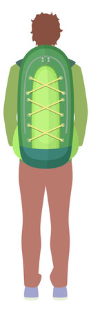 Man with backpack rear view. Journey travel characterのイラスト素材