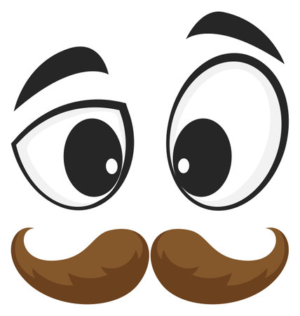 Moustache emoji. Comic male face. Cartoon emoticonのイラスト素材