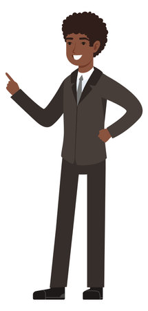 Black young man in suit. Successful happy businessmanのイラスト素材